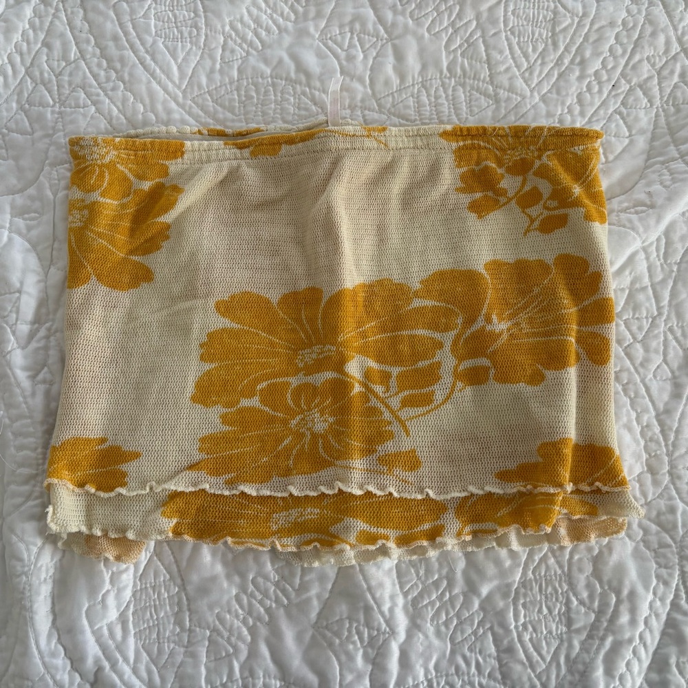 Free People Yellow Floral tube top